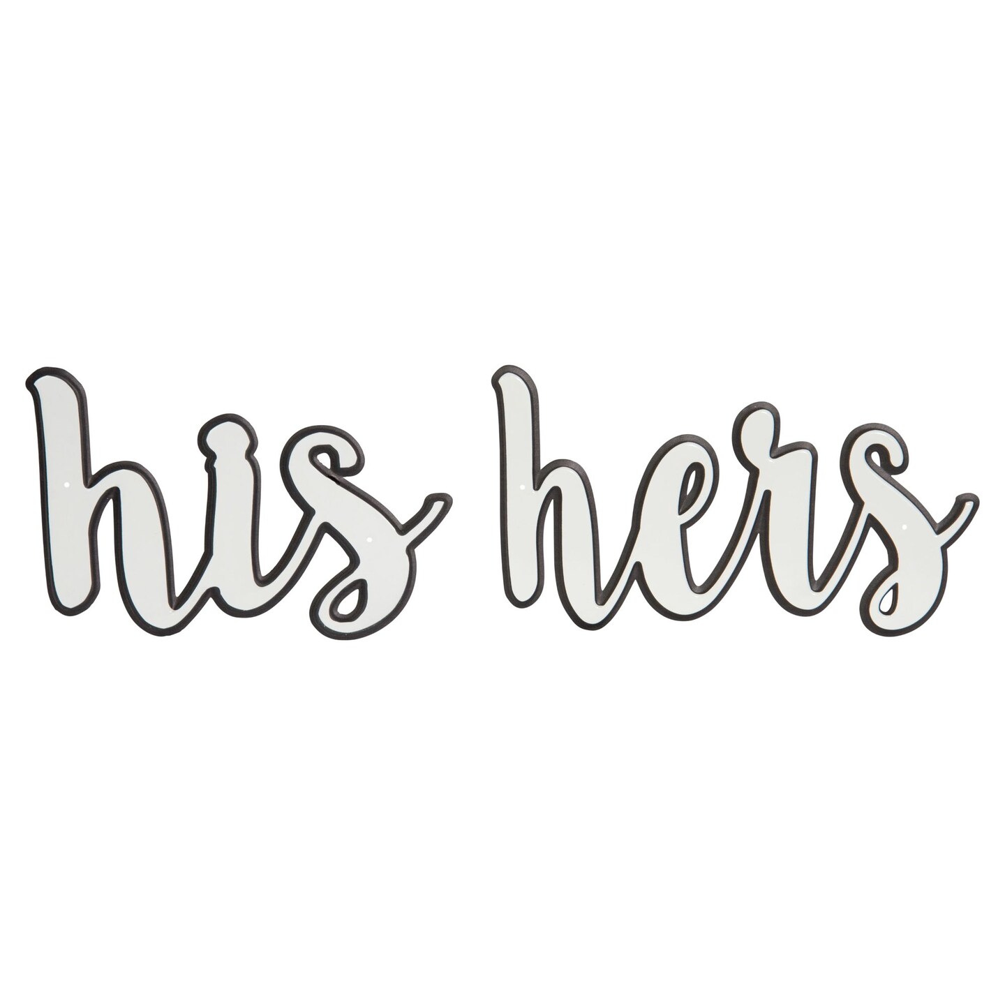 Creative Design 11&#x22; White and Black Glossy Finish &#x22;HIS/HERS&#x22; Word Wall Sign