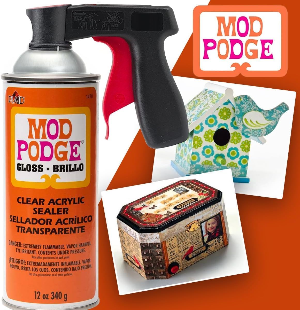 Mod Podge Spray Acrylic Sealer Glossy 2-Pack, Clear Coating Matte Paint Sealer Spray, Spray Can Sprayer Handle