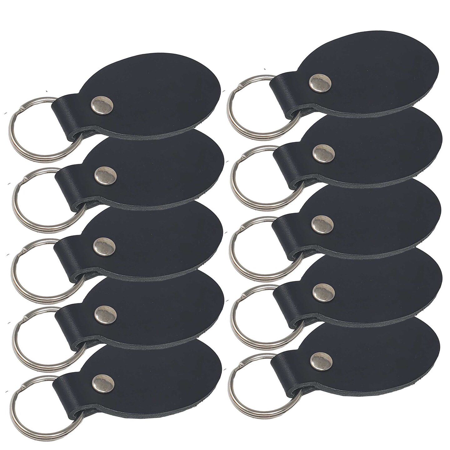 Oval Leather Keychains Kit – Full-Grain Latigo, DIY Personalization Ready, 10 Pack