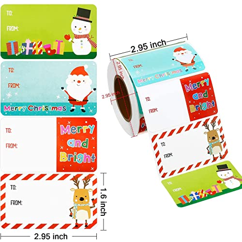 Outus 500 Pieces Christmas Tags Christmas Santa Claus Stickers Self Adhesive Christmas Tag Christmas Festival Birthday Wedding Holiday Decor (Classic Style, 2.95 x 1.6 Inch)