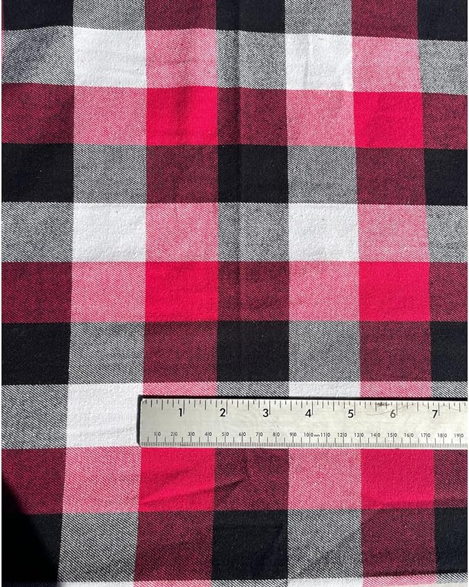 FabricLA 100% Cotton Flannel Fabric - 58/60 Inches (150 CM) - Cotton  Tartan Flannel Fabric - Use as Blanket, PJ, Shirt, Cloth Flannel Craft  Fabric - Red & Black 19, 5 Continuous Yard