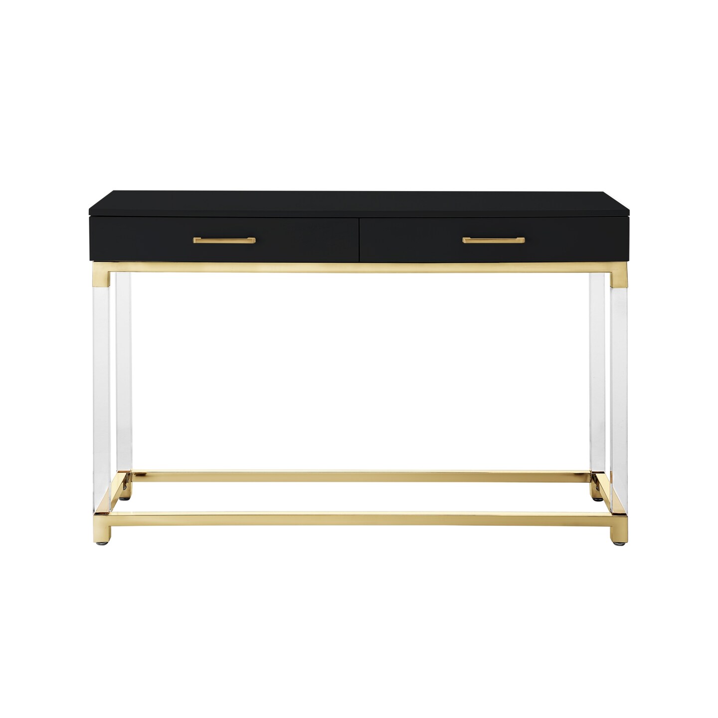 Caspian High Gloss 2 Drawer Acrylic Leg Metal Base Console Table