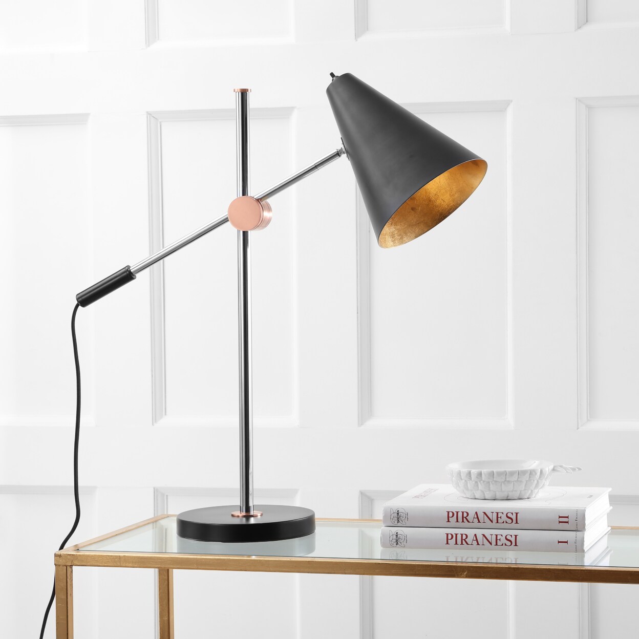 Safavieh Alexus Table LampChrome / Black Desk Lamp, Nightstand, Office Lamp