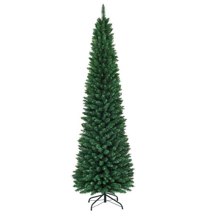 5/6/7/8/9ft PVC Artificial Slim Pencil National Christmas Tree with Metal Stand