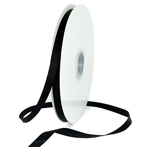 TONIFUL 3/8 Inch x 100yds Black Satin Ribbon Thin Solid Fabric Ribbons Roll for Gift Wrapping Invitation Floral Hair Balloons Craft Sewing Party Wedding Popsicles Decoration Valentine&#x27;s Day Bouquet