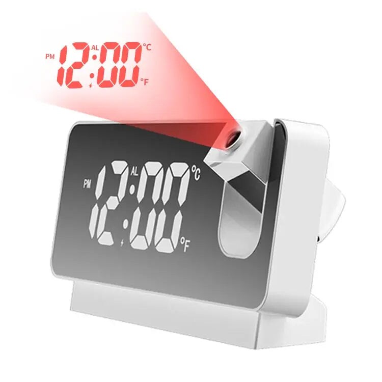 Projection Alarm Clock Digital Clock With 180 Rotatable Projector Large Led Display Date Temperature Clock For Your