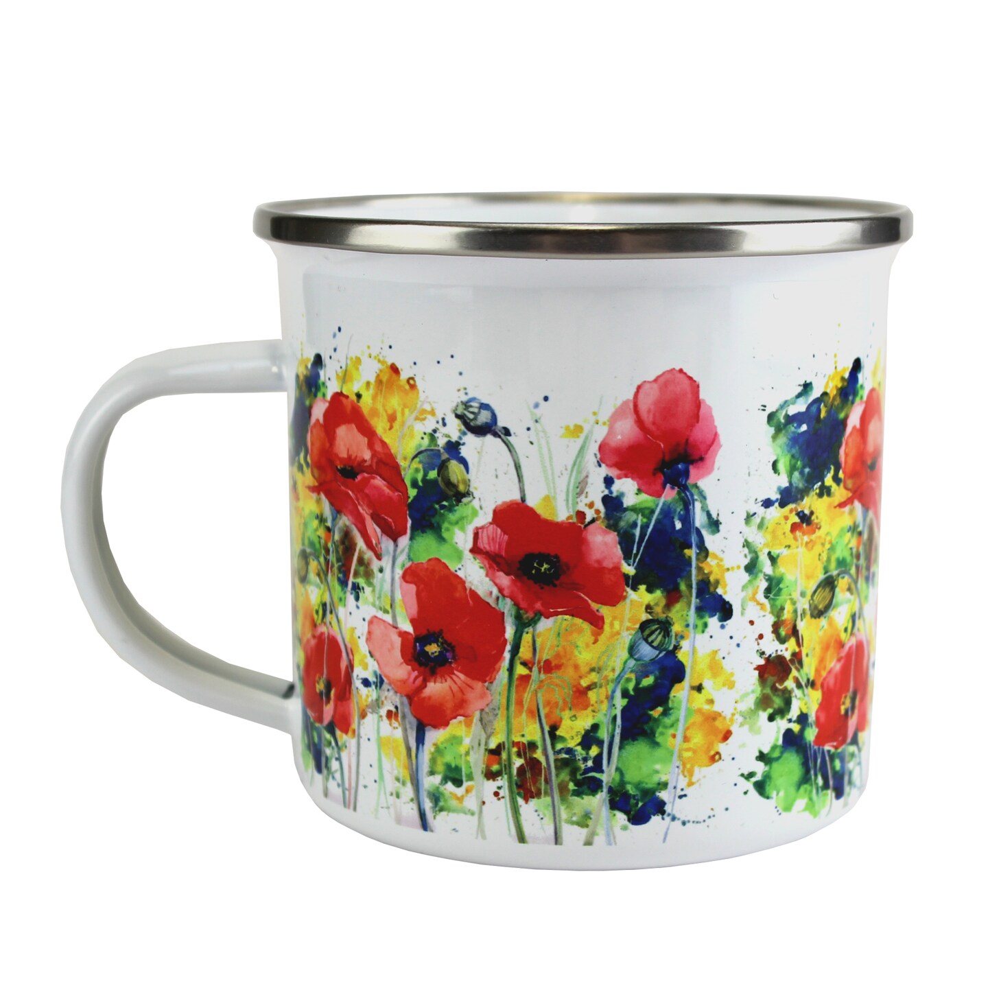 Sublimation Blank Enamel Camp Mug with Metal Rim for Sublimation Printing, Stainless Steel Camping Cup- 12oz, White