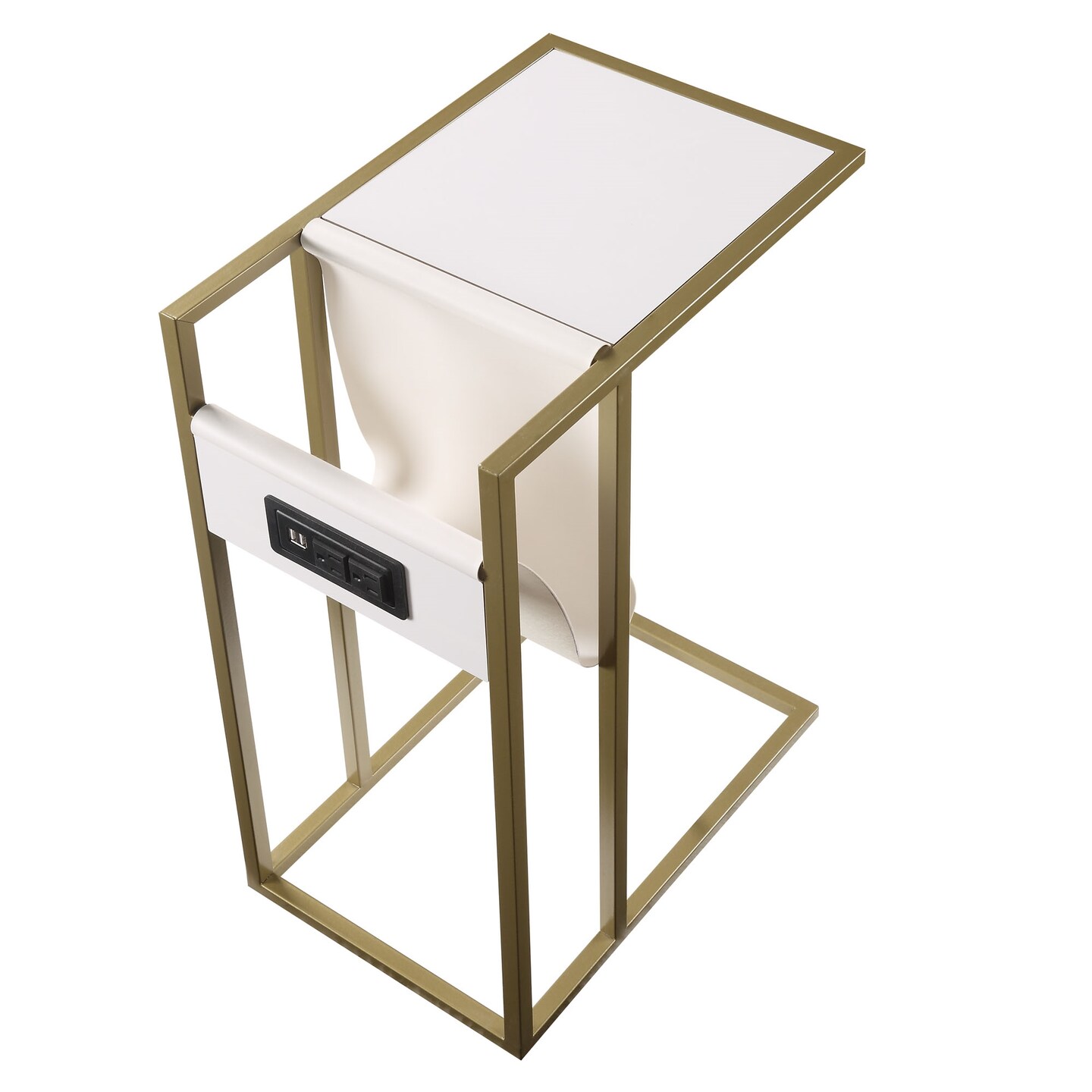 Tregal C-Table with Magazine Holder, USB Port &#x26; Wall Plug