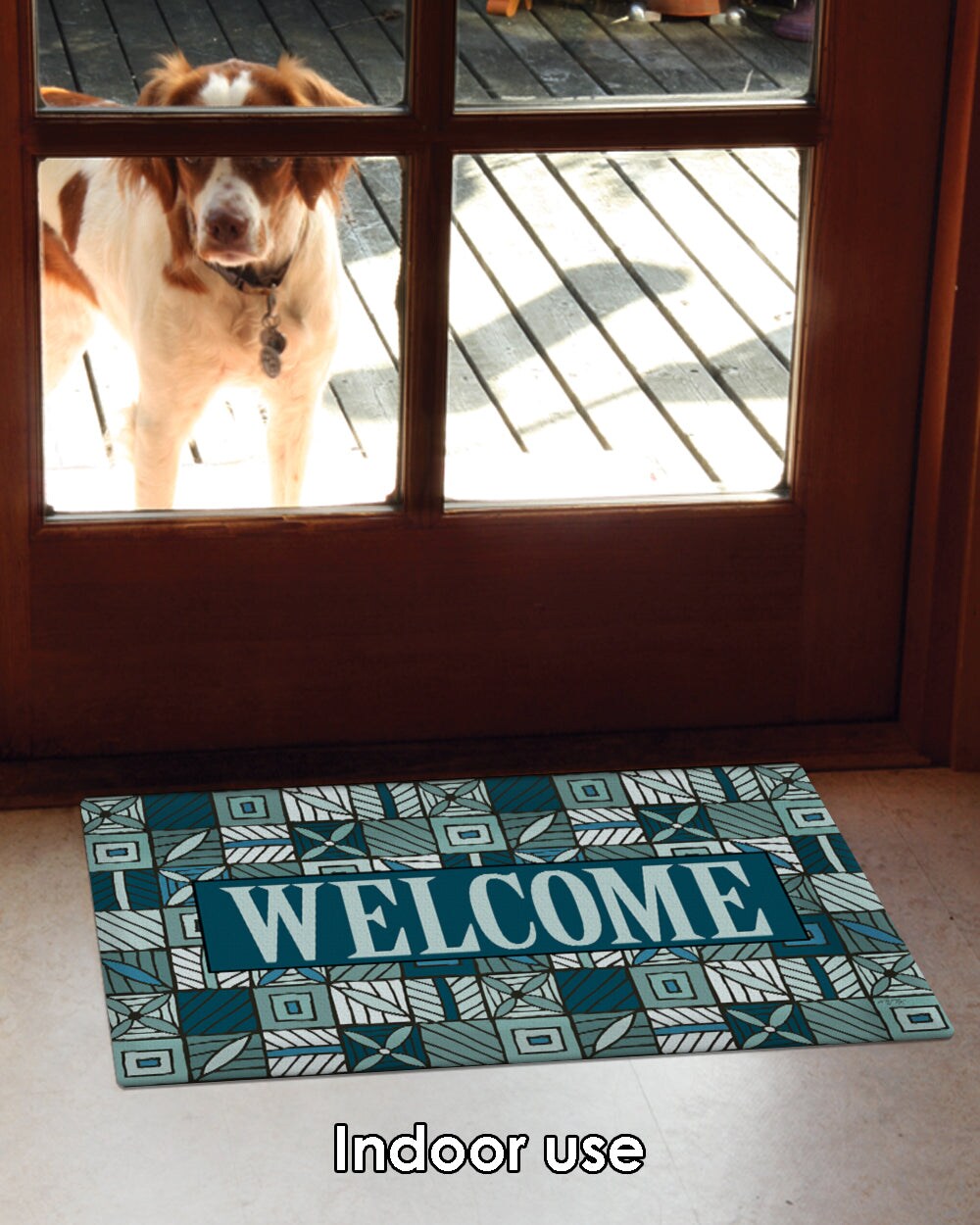 Welcome Floral Checkerboard 2 Door Mat (18 x 30&#x22;)