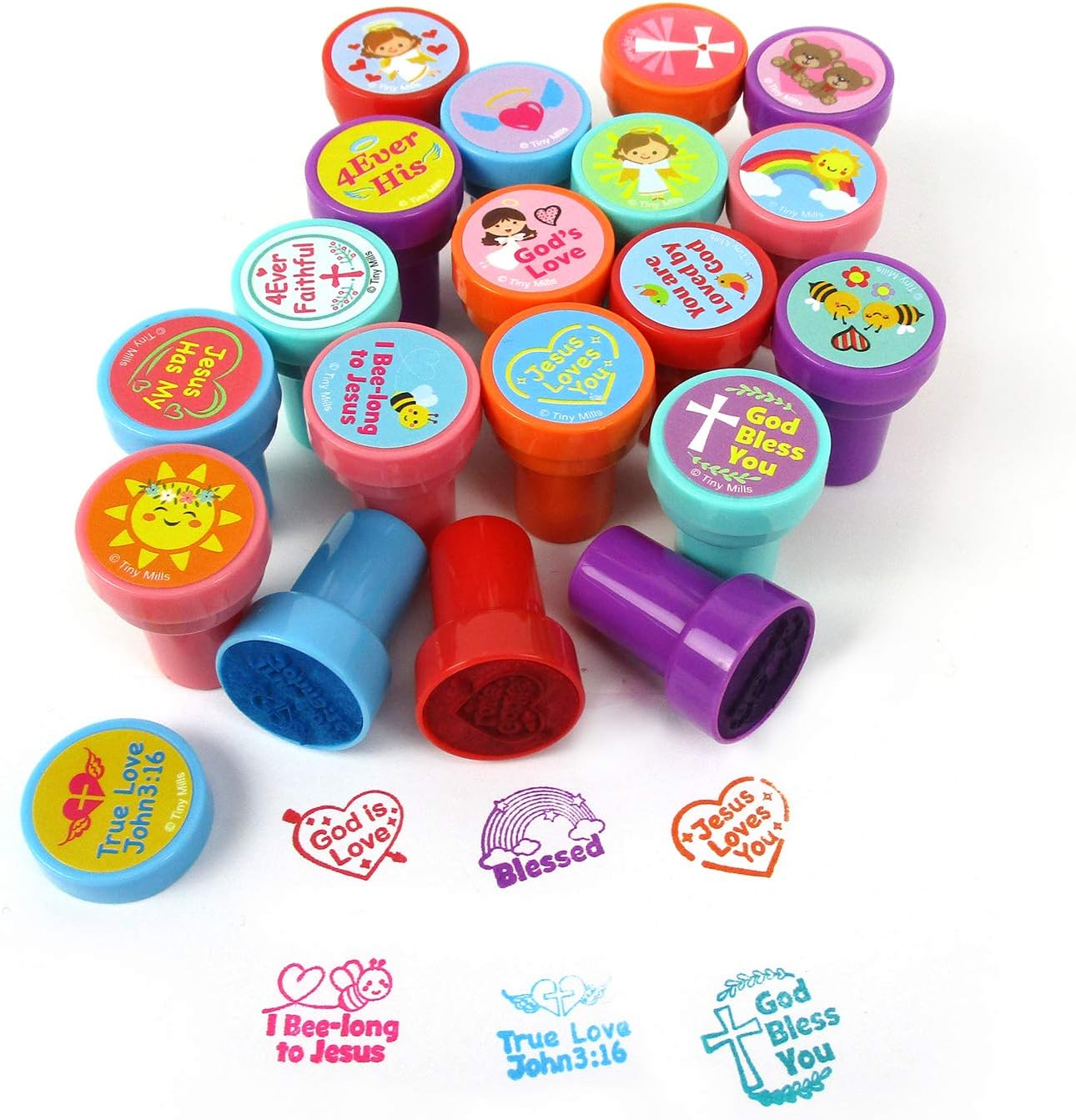 TINYMILLS Religious Christian Love Valentine's Day Stampers for Kids Religious Prizes Carnival VBS Sunday School Church Festival