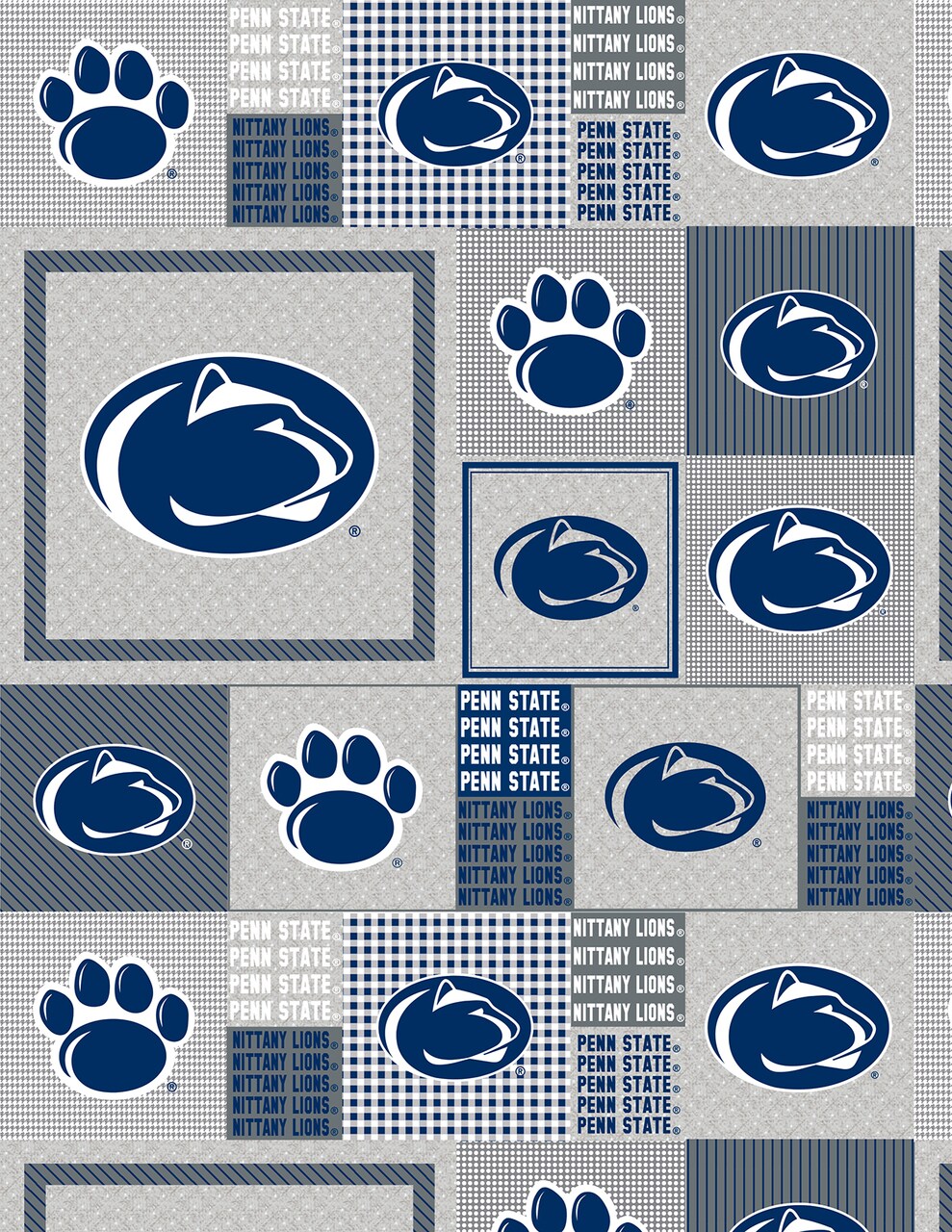 Sykel Enterprises-Penn State Fleece Fabric-Penn State University Grey Block Fleece Blanket Fabric-Sold by the yard