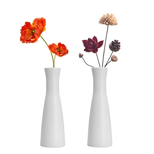 2 Pieces Tall Conic Composite Plastics Flower Vase, Small Bud Decorative Floral Vase Home Decor Centerpieces, Arranging Bouquets, Connected Tubes (Wide Caliber)