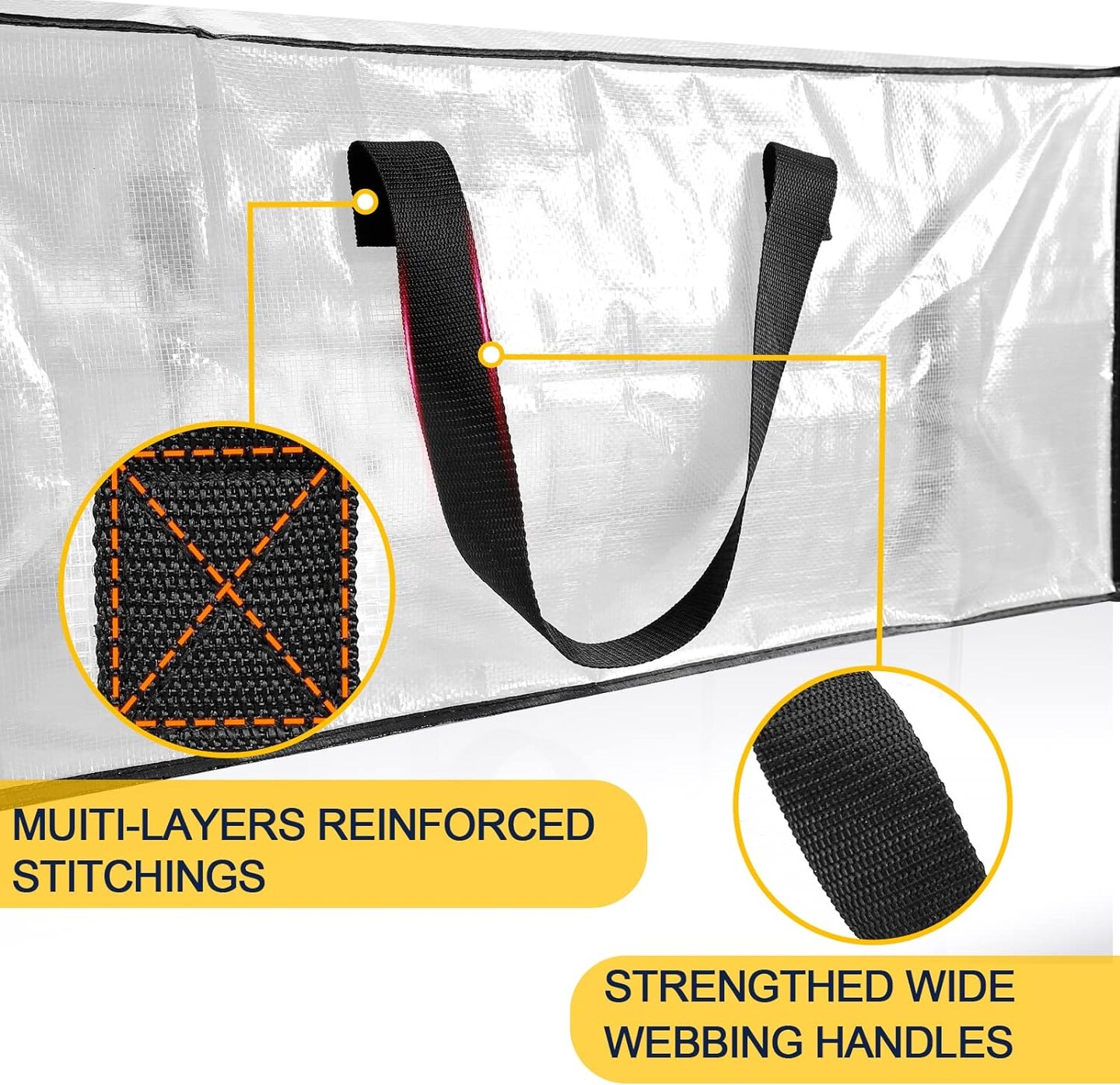 Heavy-Duty Plastic Christmas Storage Totes Bag for Clothes 6 packs