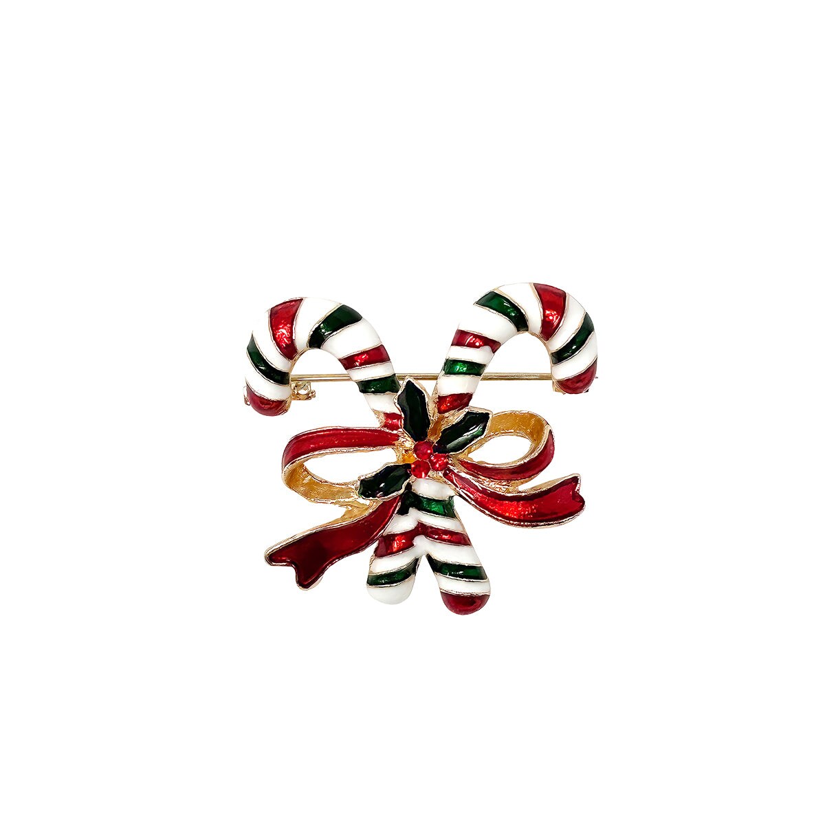 Wrapables Christmas Crystal Rhinestone Brooch Pin, Candy Canes