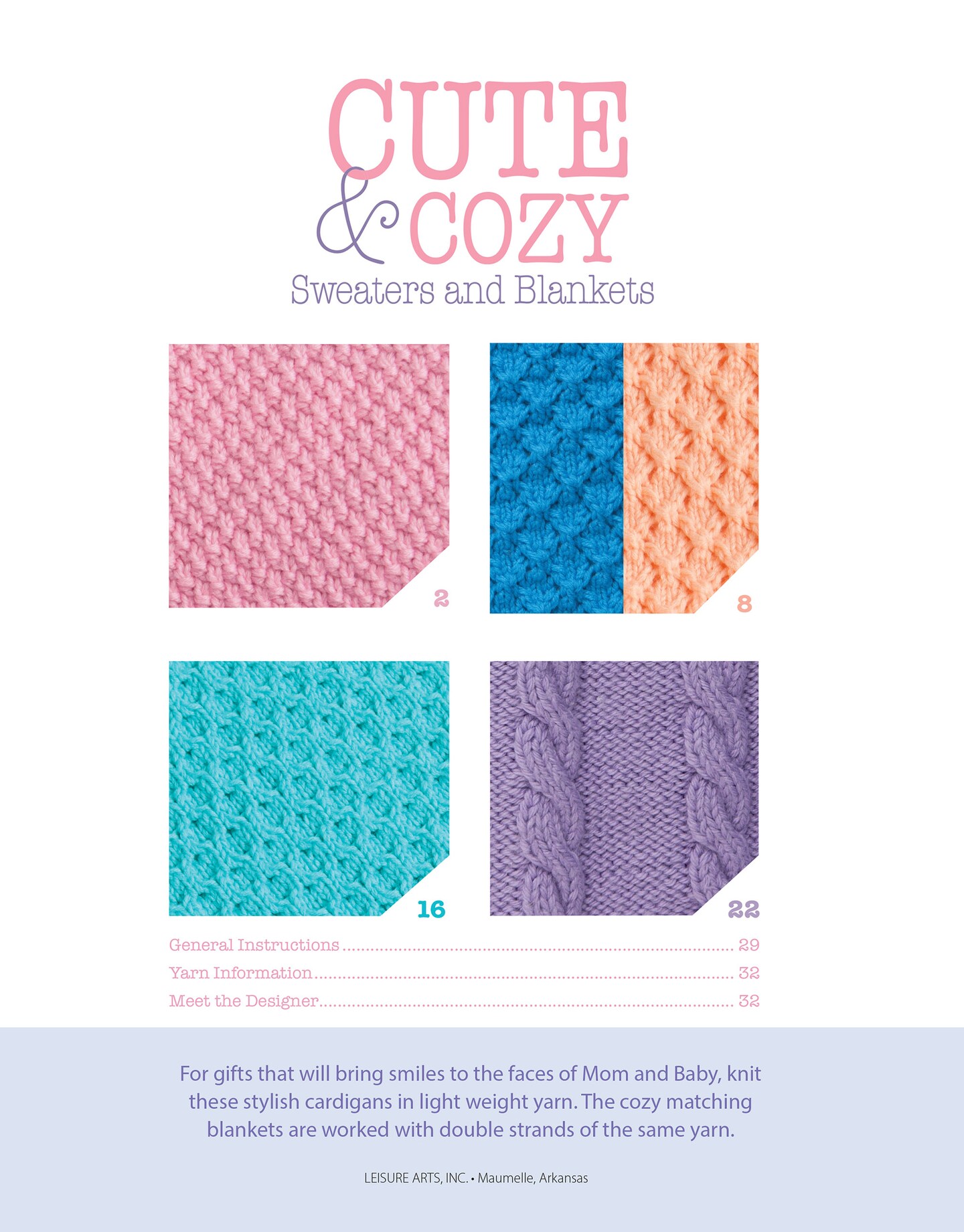 Leisure Arts CuteandCozy Sweaters and Blankets Knitting Book
