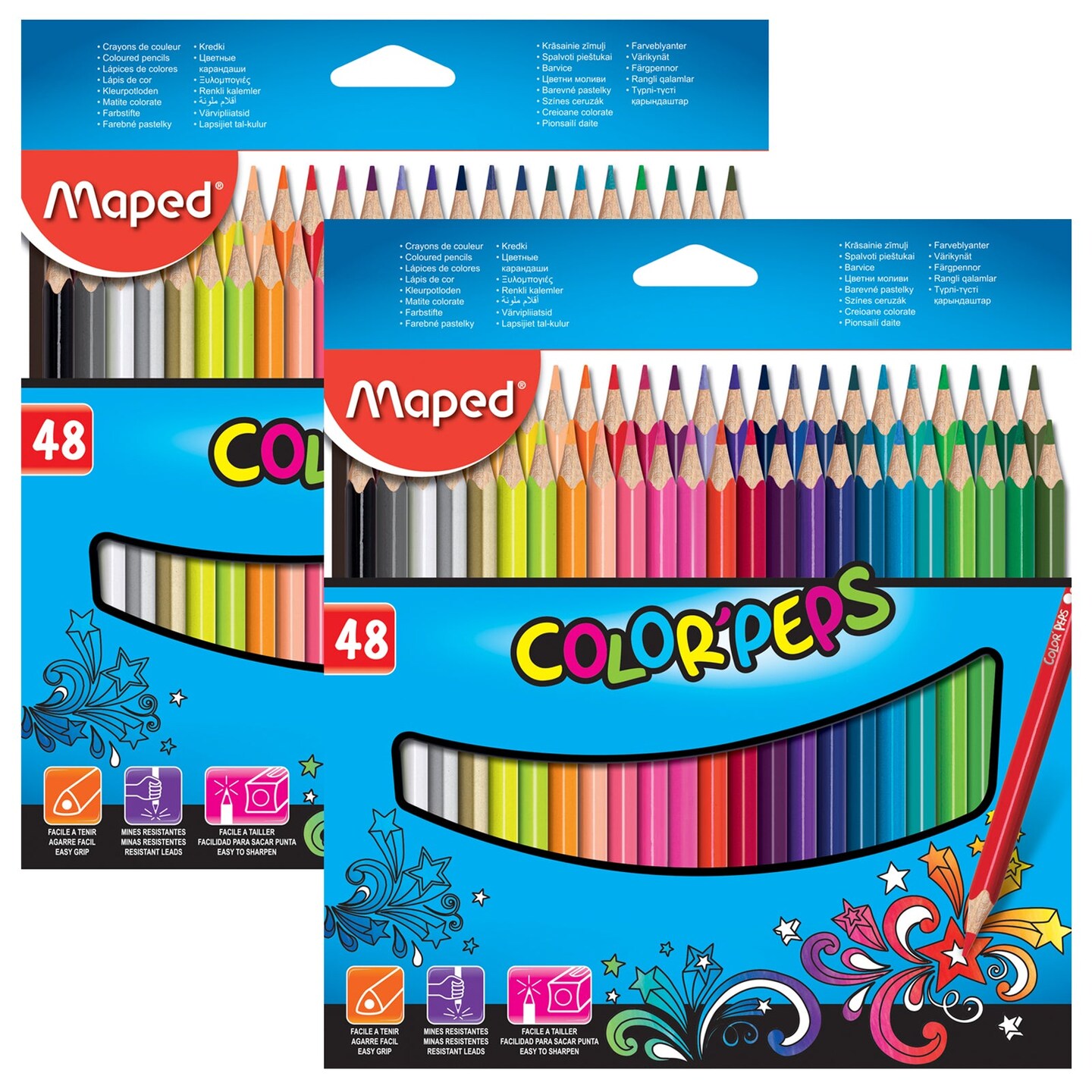 The Teachers' Lounge®  Color'Peps Triangular Colored Pencils, Assorted  Colors, 48 Per Pack, 2 Packs