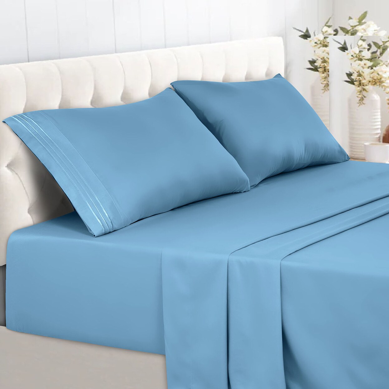 Lux Decor Collection 6-Piece Premier Collection Fitted Egyptian Cotton Bed Sheet Set