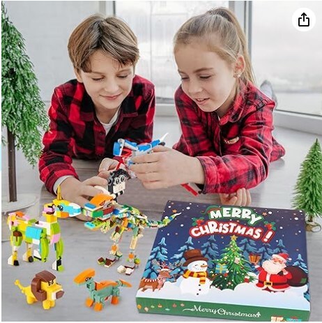 24 Days Animal Building Blocks Advent Calendar 2023 Surprise Christmas Animal Building Toys for Kids, Christmas Countdown Calendar Christmas Gifts for Boys and Girls Aged 4 to 12 Years