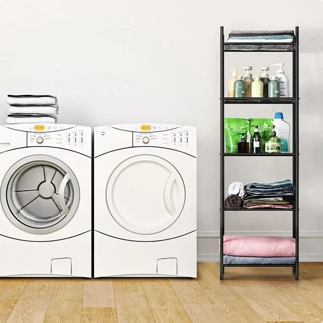 Set of 2 Black, 5 Tier Wire Shelving Unit Metal Storage Organizer Rack