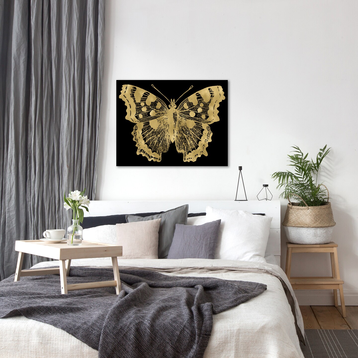Butterfly  Gold On Black by Amy Brinkman  Gallery Wrapped Canvas - Americanflat