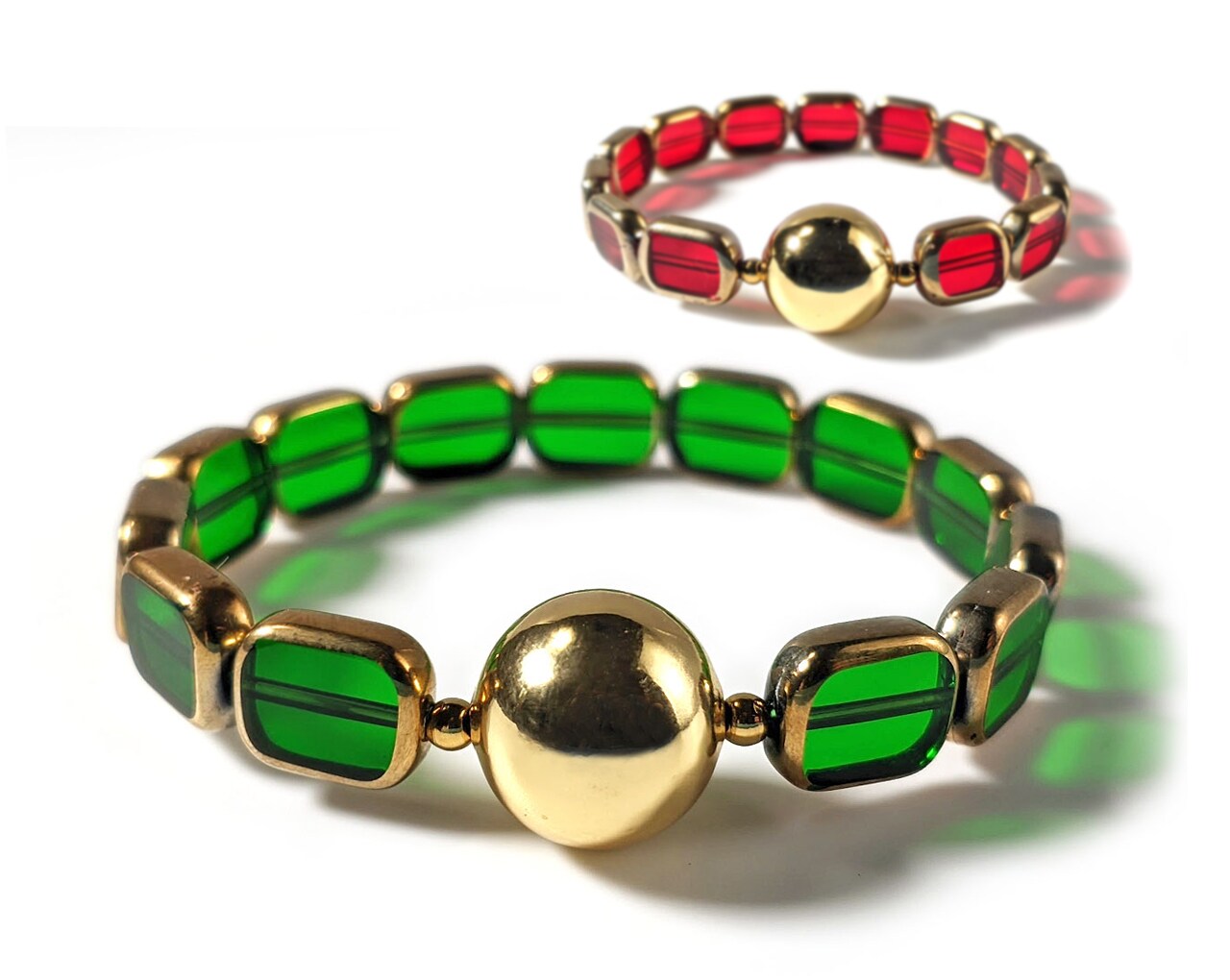 Gold Brushed Glass Holiday, Christmas Nausea Relief Bracelets for Motion Sickness, Sea Sickness, Morning Sickness - image9