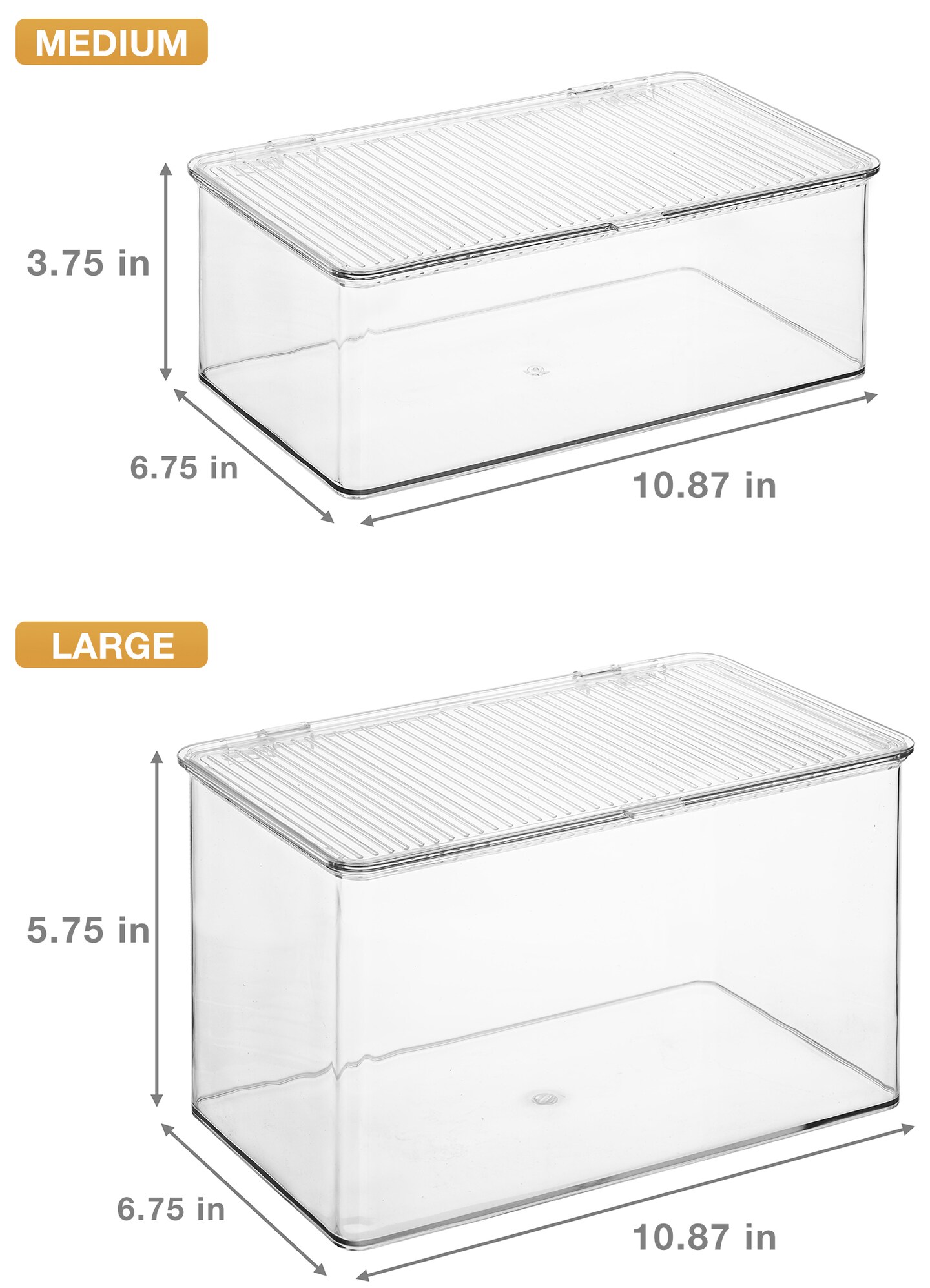 Sorbus Storage Bins for Pantry & Fridge with Hinged Lids (Small|2 Pack)