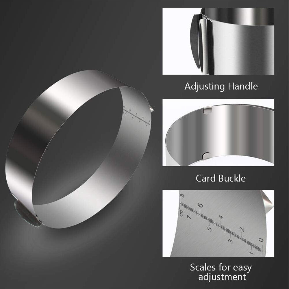 6-12 Inches Adjustable Stainless Round Cake Ring Decorating Mould