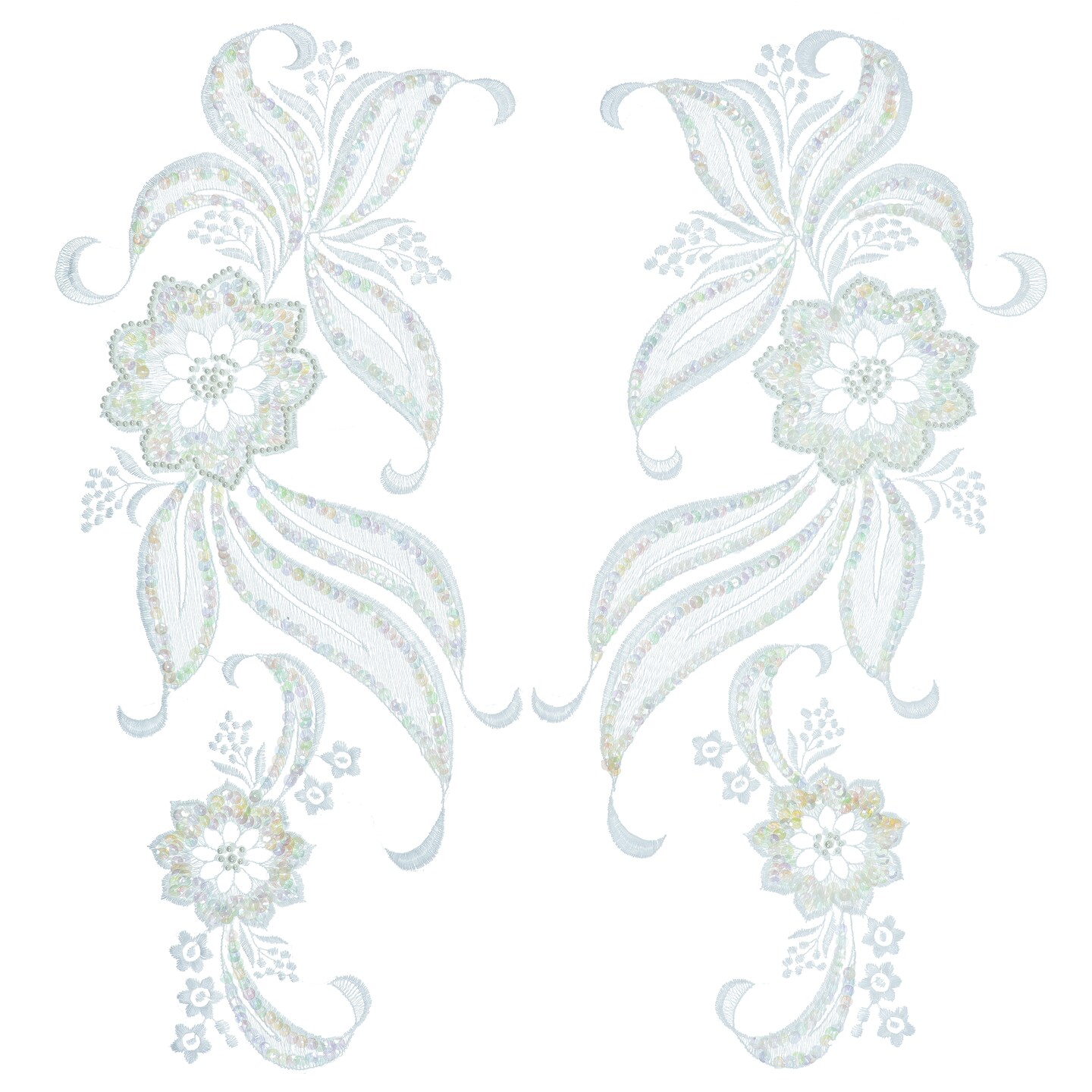 Vintage Daisy With Leaf Bridal Applique/Patch 2 Pack - 17" x 6 1/2"