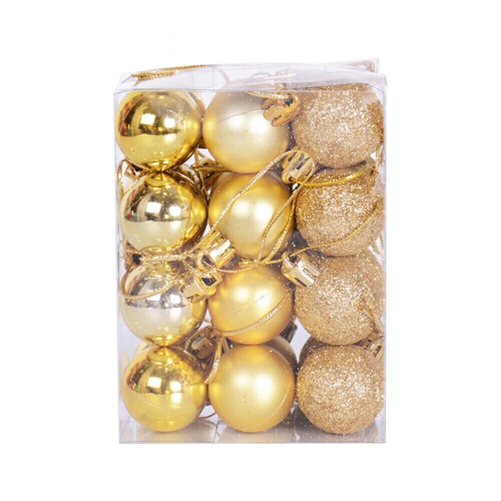 24pcs Mini Shatterproof Christmas Tree Ball Ornaments Shiny and Glitter