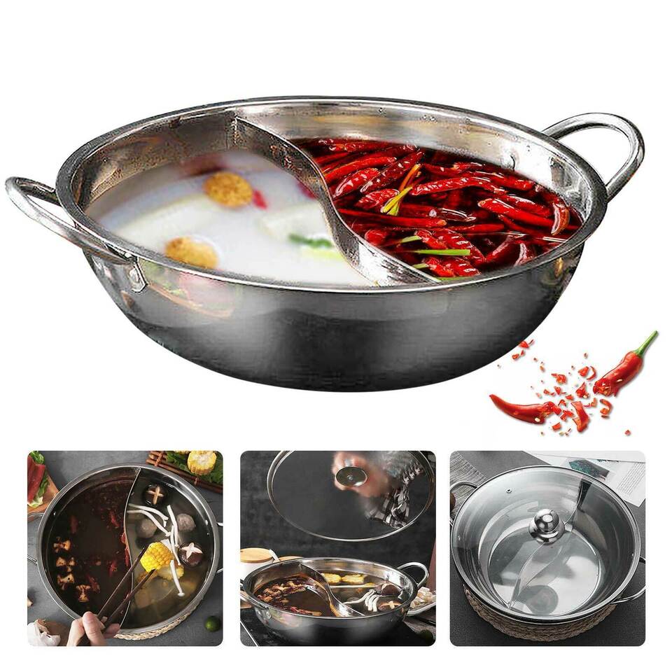 Kitcheniva Hot Pot Shabu Induction Nabe Lid Cooking Dual Side Stainless Steel