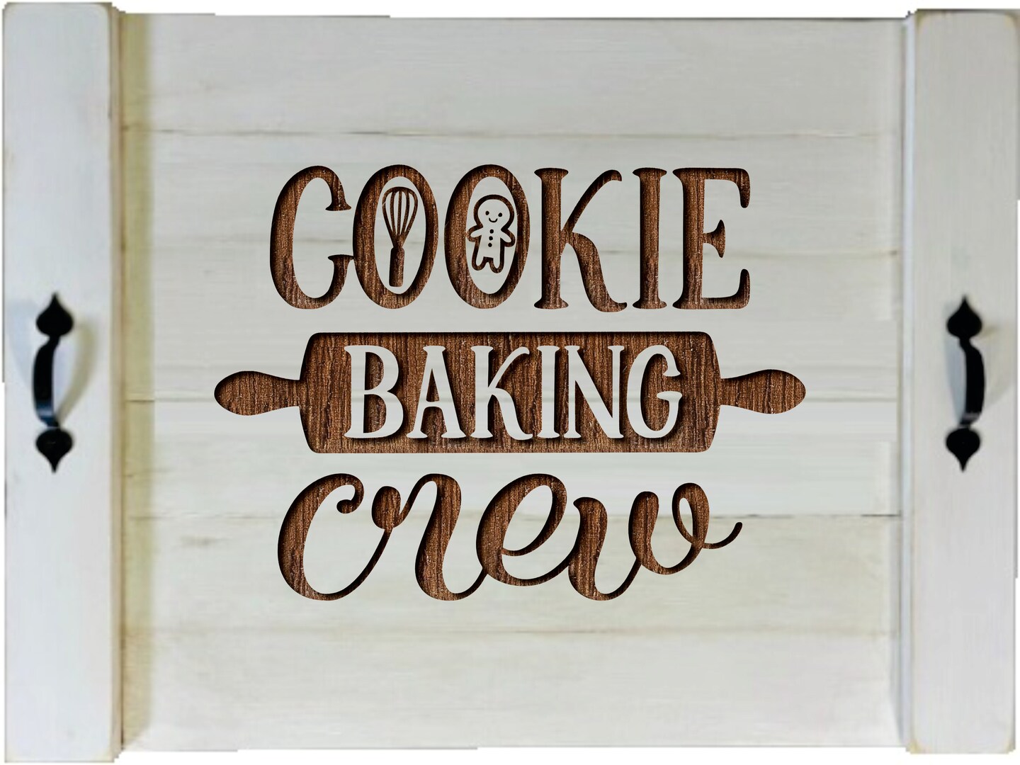 Cookie Baking Crew Wood Engraved Noodle Board - Stove Cover - Sink Cover -  With Handles - Gas or Electric Stove NB-G4