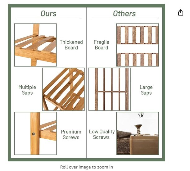 Indoor Plant Stand, Bamboo Utility Shelf with Storage Organizer Pots, Outdoor Tiered Plant Shelf for Multiple Plants, for Window, Garden, Balcony, and Living Room