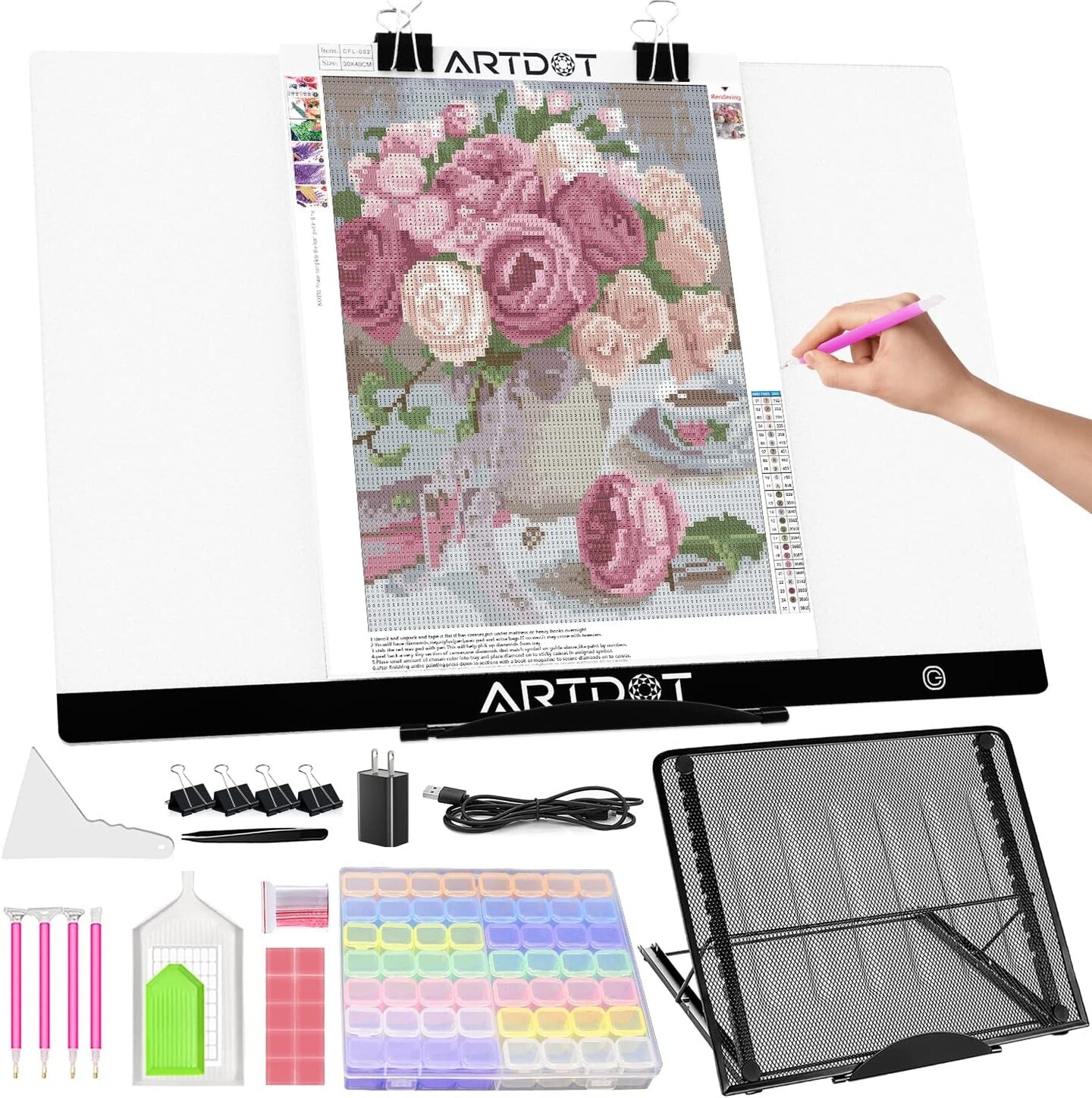 LED Light Pad for Diamond Painting, USB Powered Light Board Kit, Adjustable  Brightness with Diamond Painting Tools Detachable Stand and Clips 