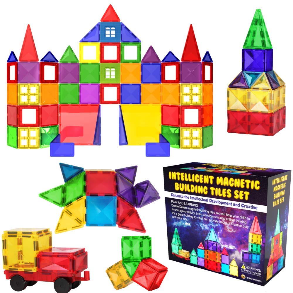 Magnetic Tiles Blocks Building Set for Kids – Learning Educational Toys for Boys Girls for Age 3-8 Year-Old – Birthday Present Gift (57PC)
