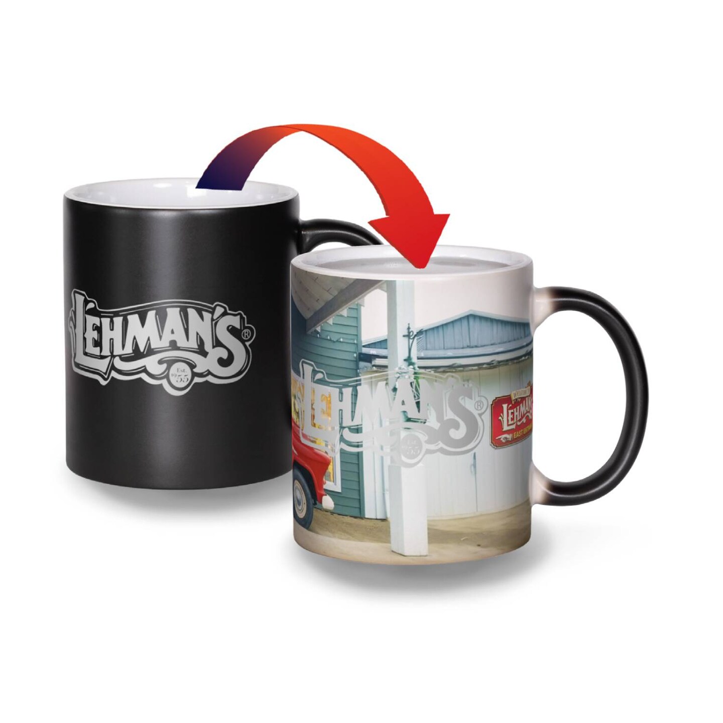Lehman&#x27;s Color Changing Coffee Mug, Features Our Red Truck Storefront, Ceramic, 12 ounces, USA Made