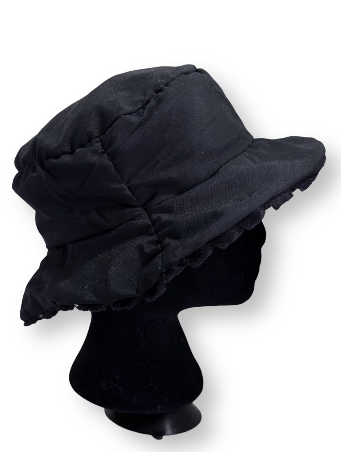Handmade Black Knit Fur Reversible Winter Hat Bucket Hat product 6