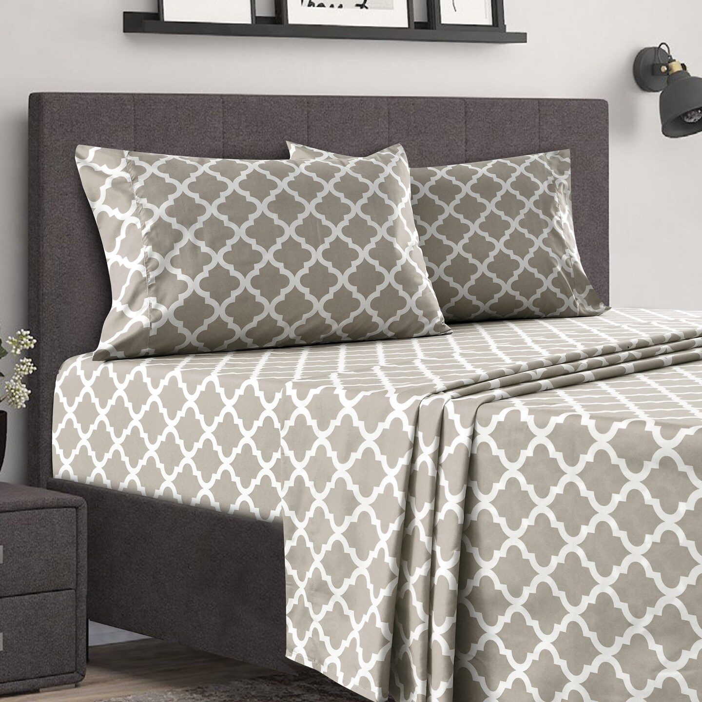 Lux Decor Collection 1800 Series Quatrefoil Pattern Bed Sheets Set - Wrinkle Fade Stain Resistant - Hypoallergenic