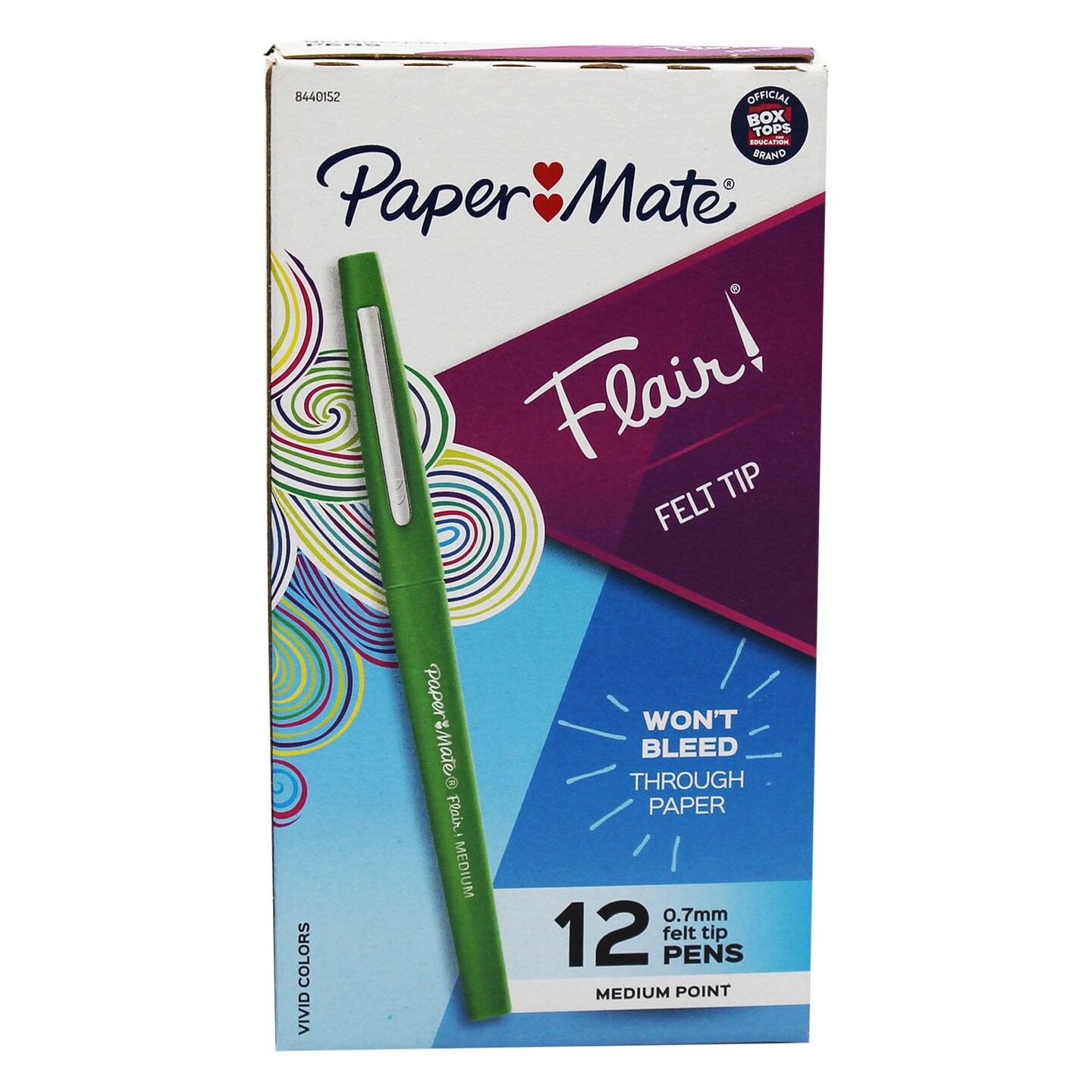 Paper Mate Flair Felt Tip Pens, Medium Point (0.7 mm), Blue, 12