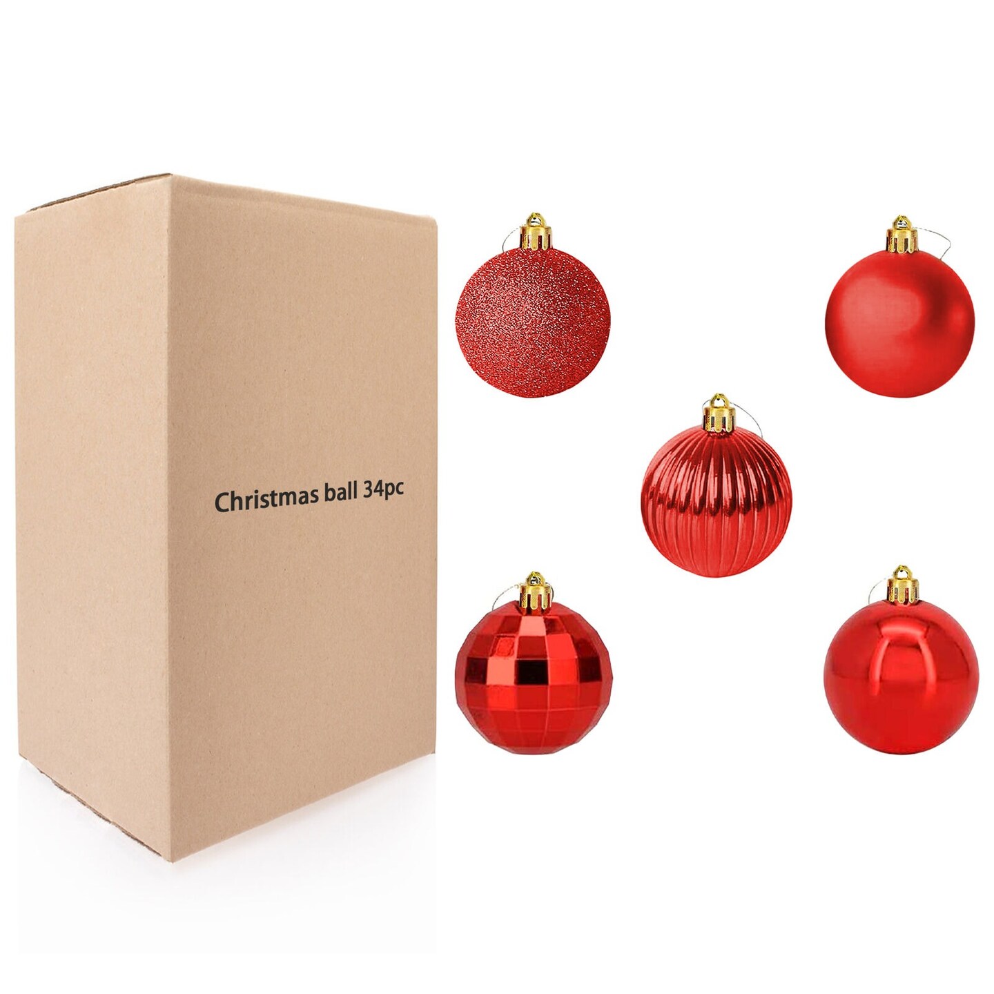 34-Piece Christmas Glitter Ball Ornaments (1.5&#x22;) Xmas Tree Decorations