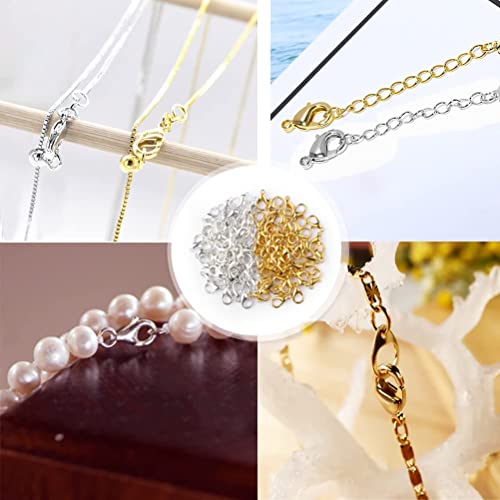 300 pcs Lobster Clasps and Open Jump Rings Set, Jewelry Clasps Lobster Claw Clasps for Jewelry Making Findings&Bracelets Stocking Stuffers Christmas Gifts(Gold, Silver)