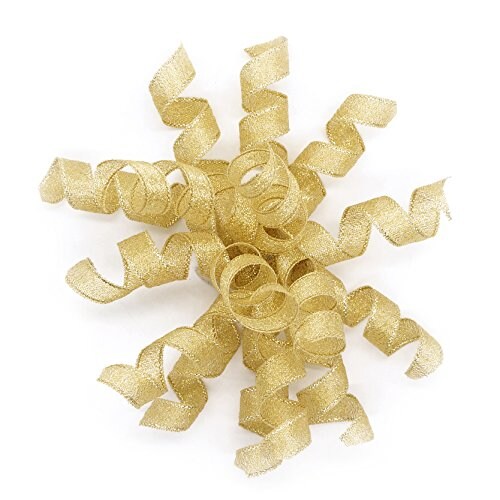 CT CRAFT LLC Burst Curly Bow - 4 Inches Wide (6 Counts)-Gold Large Gift Wrapping Bow with self-Adhesive
