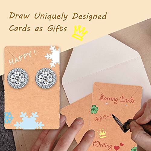 Earring Display Cards with 100 Pcs Earring Holder Cards 200 Pcs Earring Backs and 100 Jewelry Packaging for Earrings Necklace Jewelry Bags 3.5x2.4 Inches (Brown)