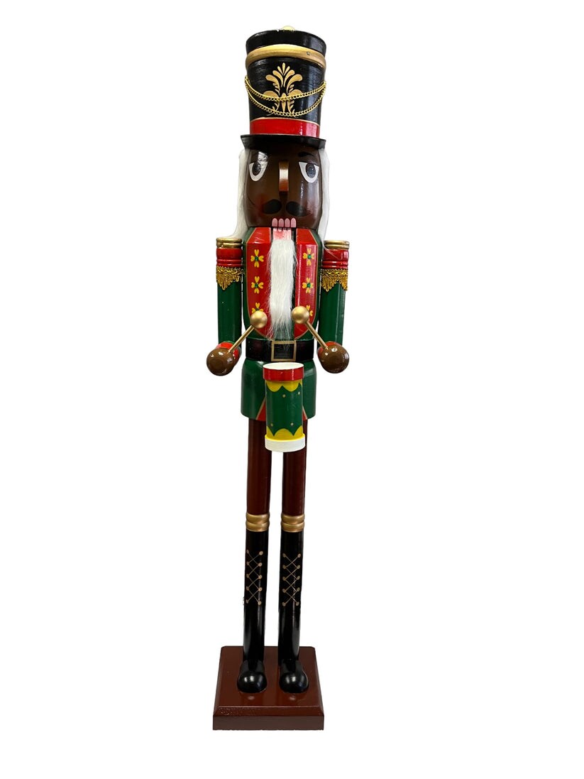 47.25&#x22; ~4ft Tall Life-Size Large/Giant Blue Glitter Christmas Wooden Nutcracker King African/Black