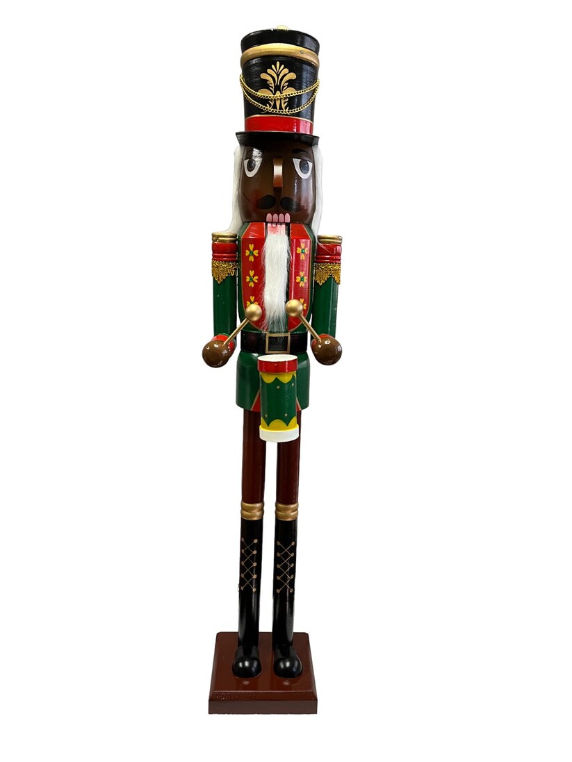 47.25" ~4ft Tall Life-Size Large/Giant Blue Glitter Christmas Wooden Nutcracker King African/Black