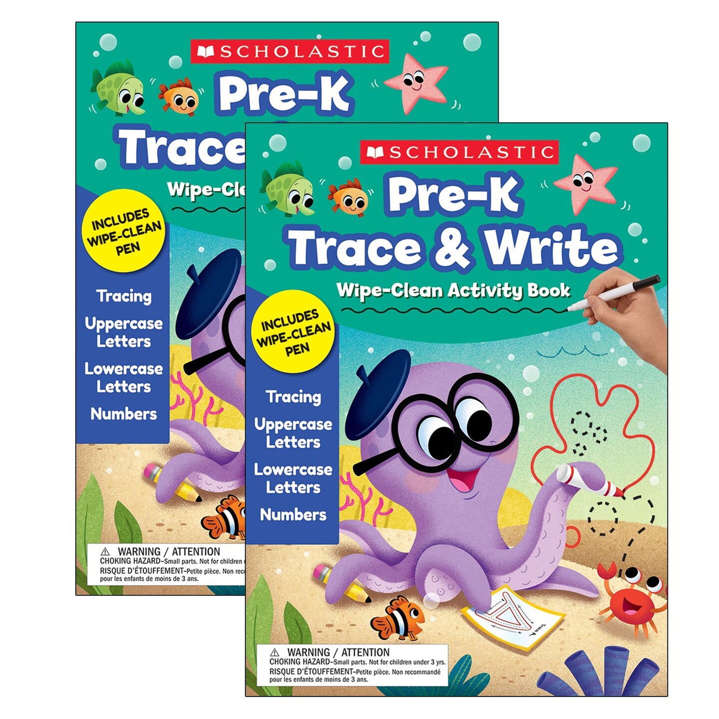 Pre-K Trace &#x26; Write Wipe-Clean Activity Book with Pen, Pack of 2
