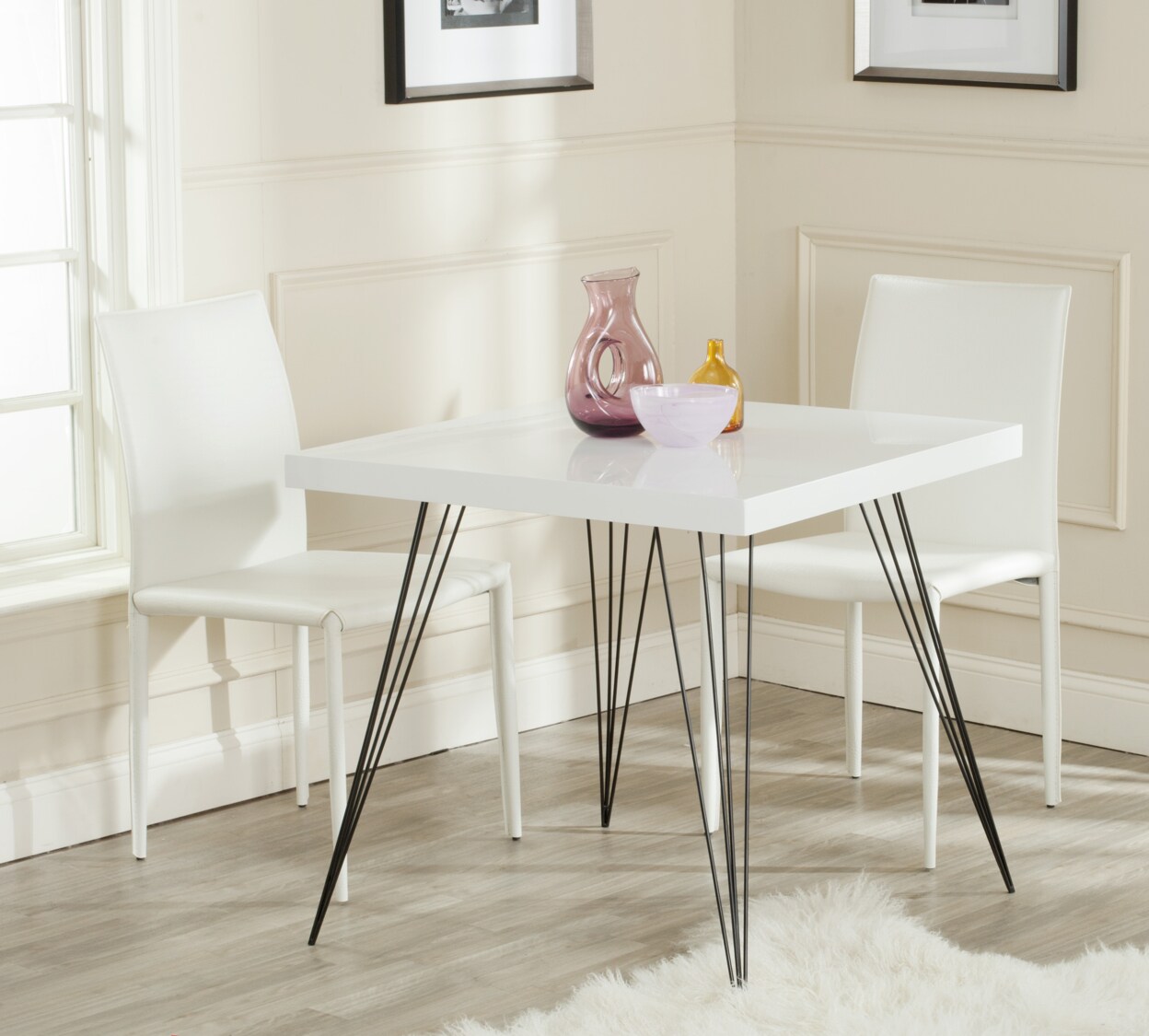 Safavieh   Wolcott Retro Mid-Century Square Lacquer Accent Table White / Black