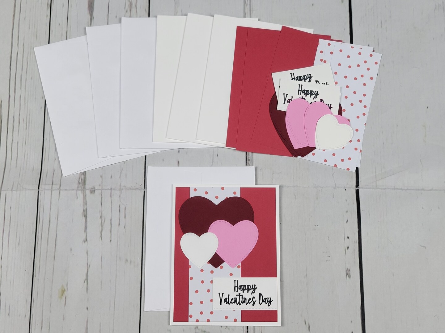 Happy Valentine's Day Greeting Card Kit, 4 Cards with Envelopes, Red  Hearts, DIY Card Kit, Adult Valentines Craft, Card Making Supplies