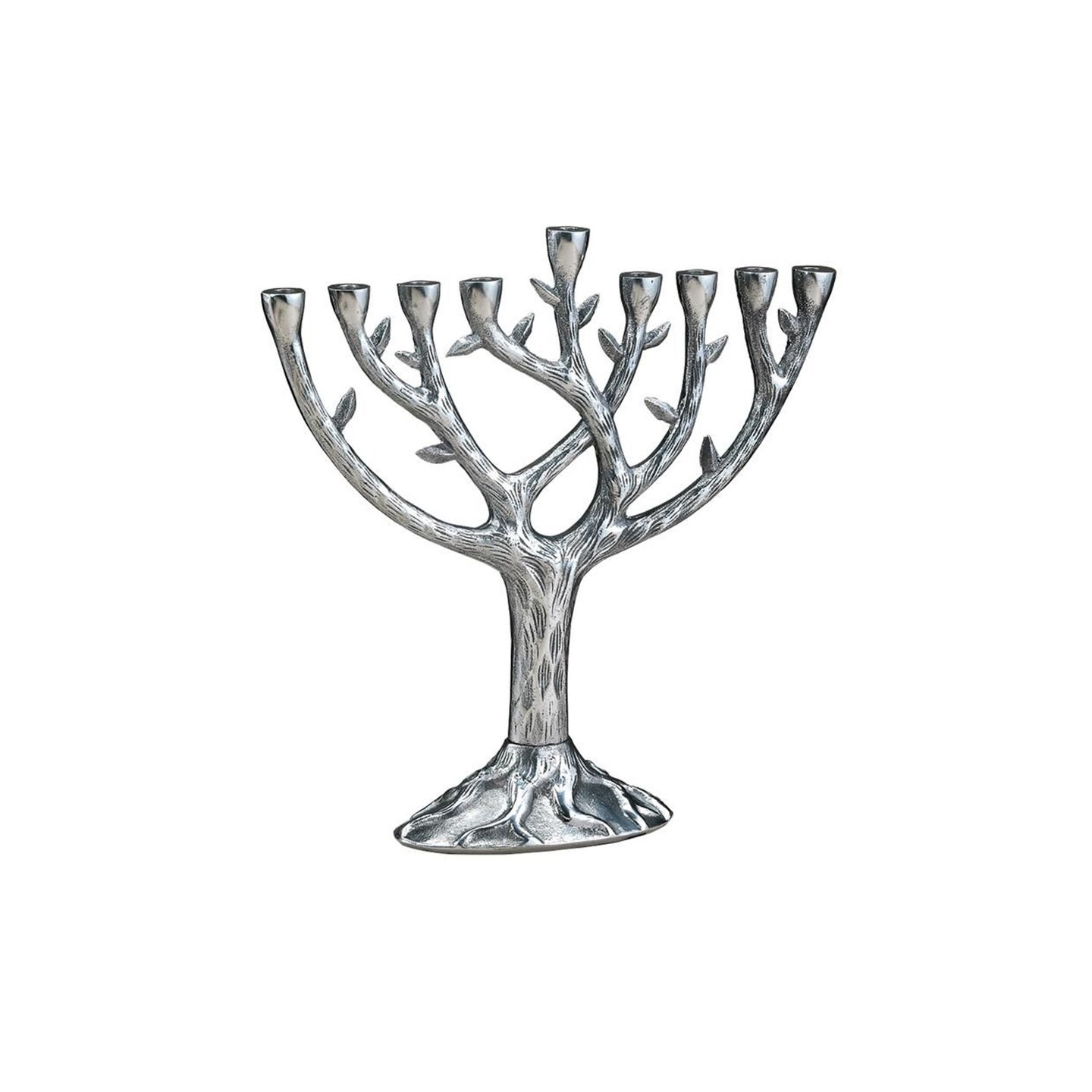 Rite Lite 10.75" Silver Elegant Tree of Life Inspired Hanukkah Menorah