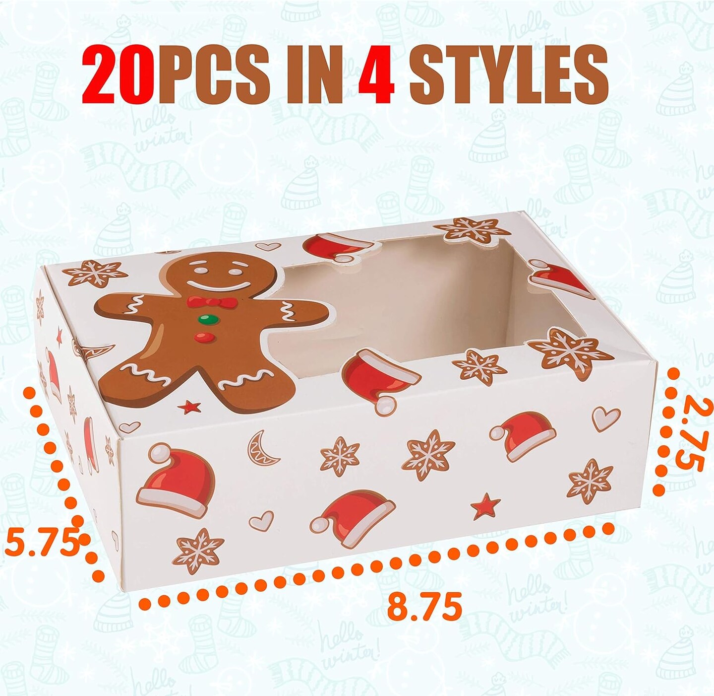 Assorted Christmas Cookie Boxes with Window 20 pcs