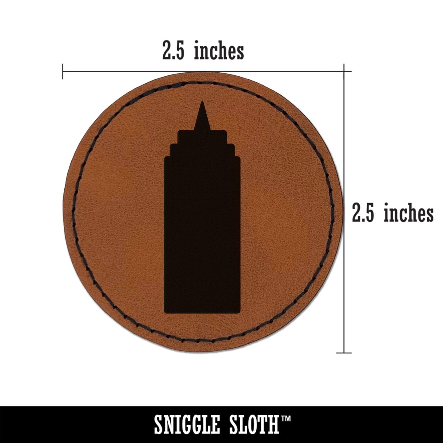 Ketchup Mustard Condiment Bottle BBQ Solid Round Iron-On Engraved Faux Leather Patch Applique - 2.5&#x22;